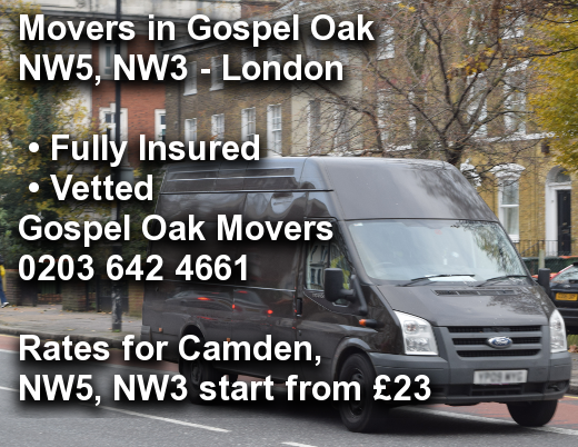 Movers in Gospel Oak NW5, NW3, Camden